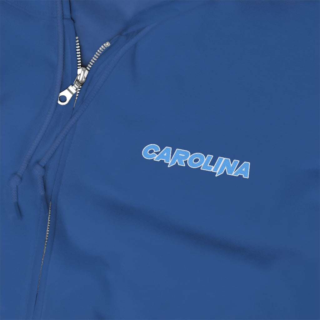 Carolina - Sky Blue Embroidered Unisex Zip Up Hoodie