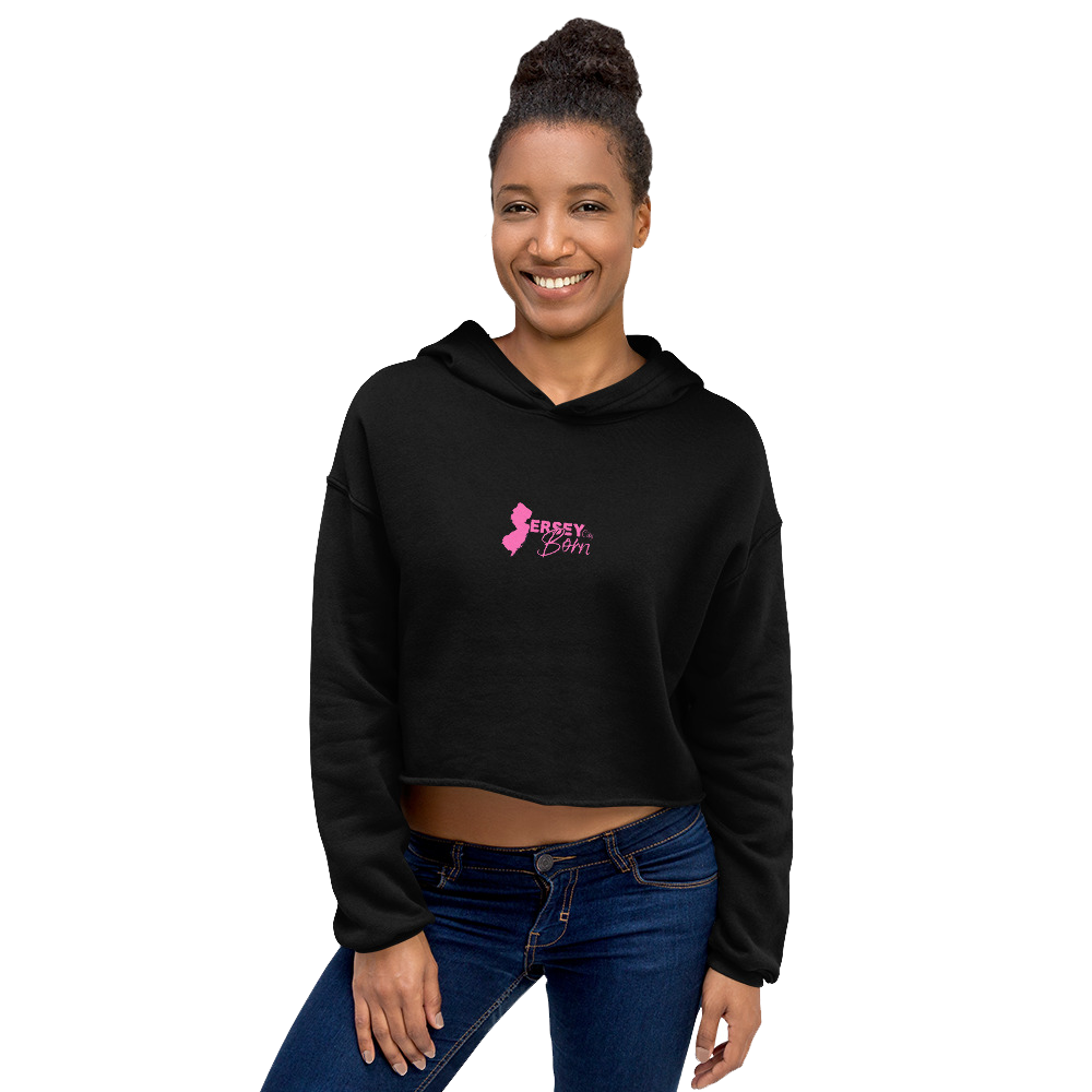 Jersey City Born - Pink Scheme Crop Hoodie