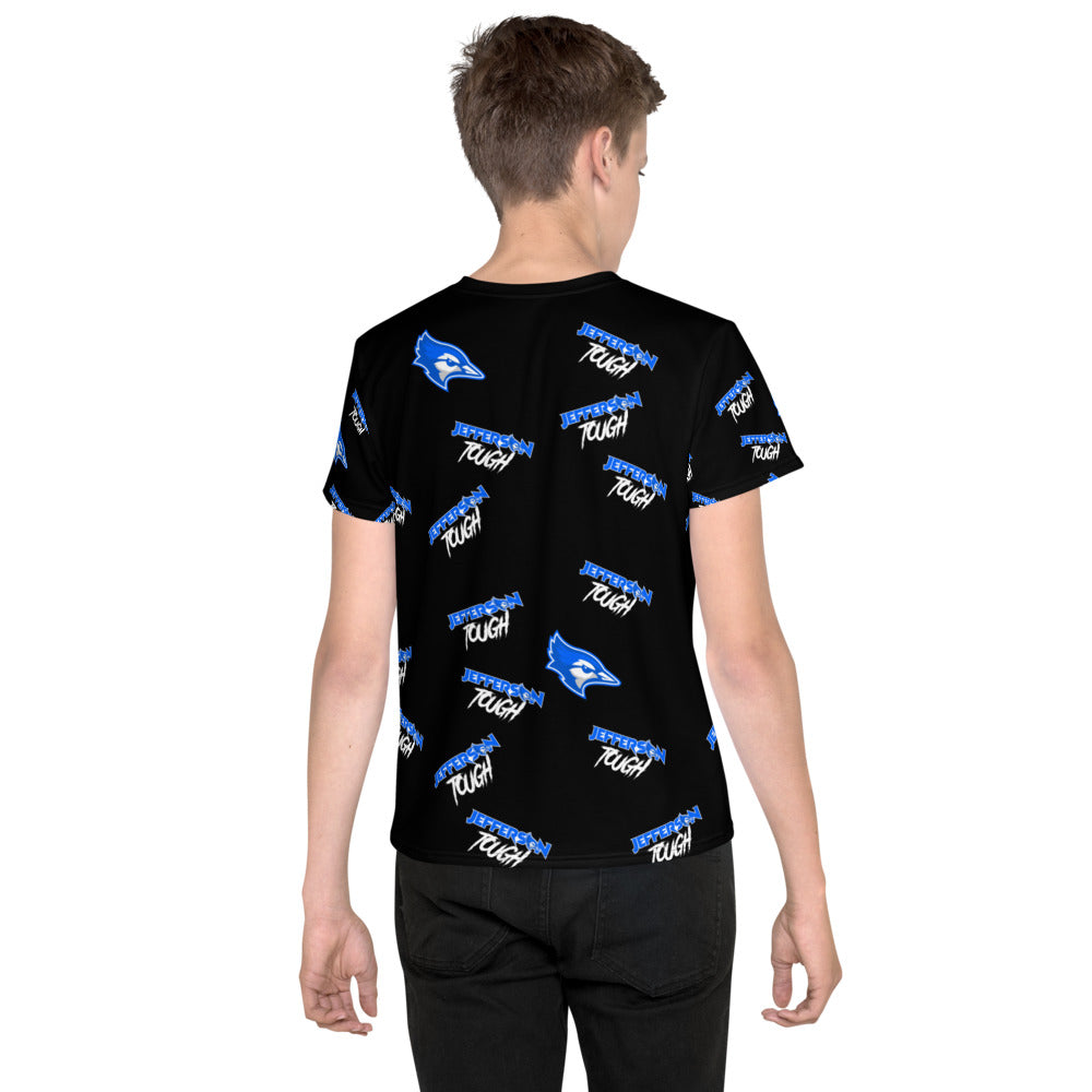 Jefferson Tough - Allover Black Scheme Print Unisex Youth T-Shirt