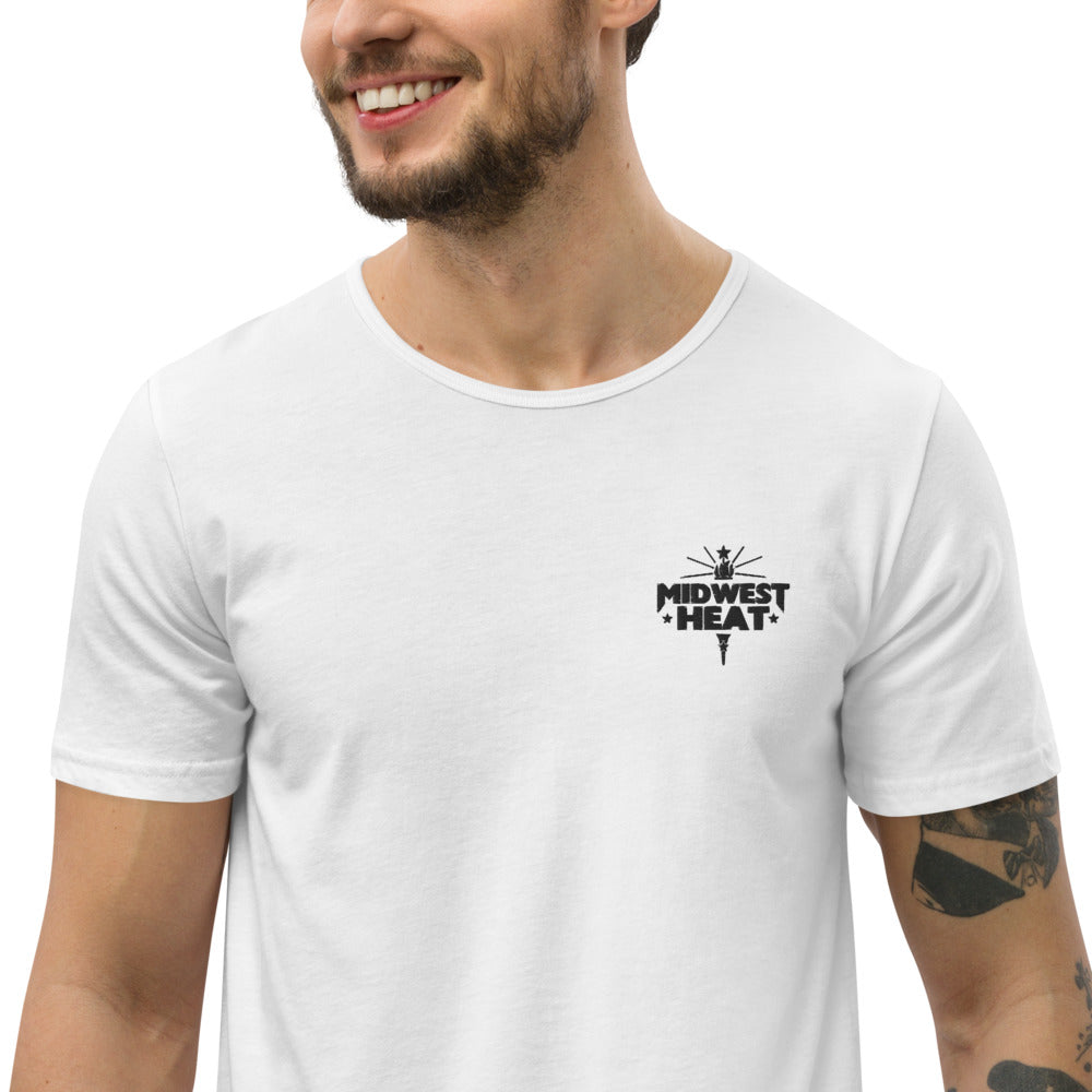 Midwest Heat - Black Stitch Men's Curved Hem T-Shirt