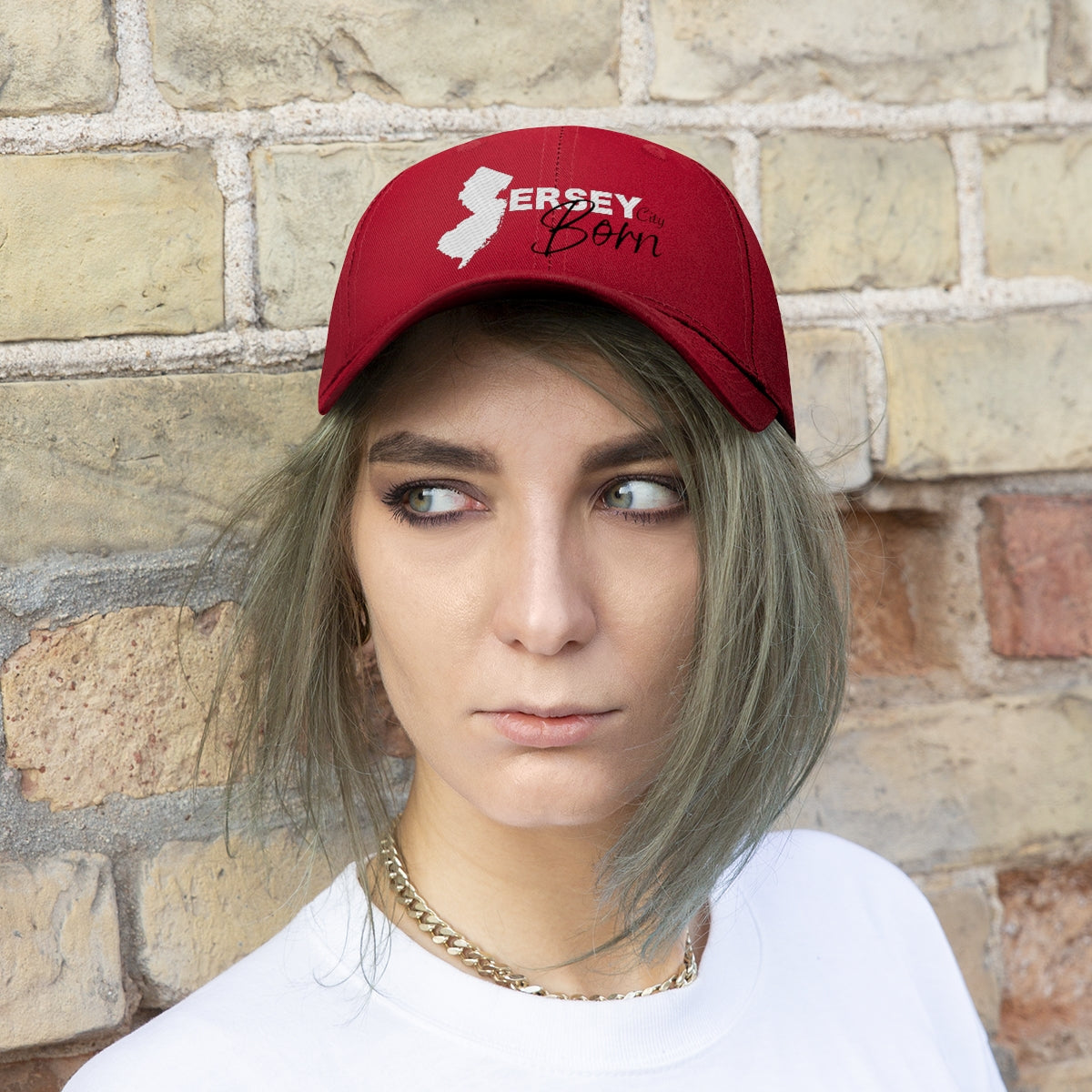 Jersey City Born - White Black Trim Twill Hat