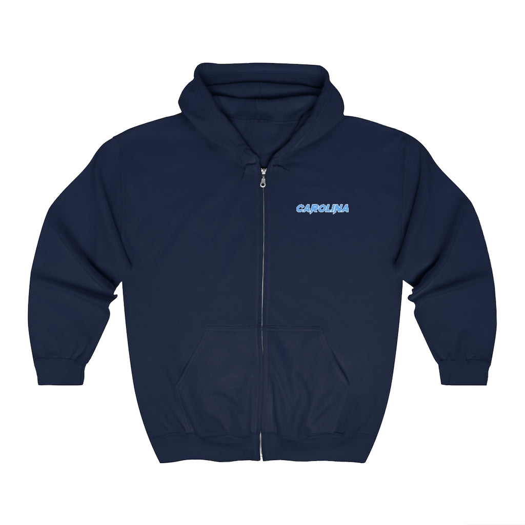 Carolina - Sky Blue Embroidered Unisex Zip Up Hoodie