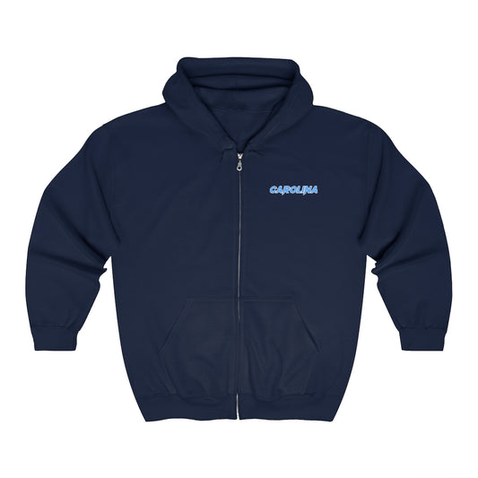 Carolina - Sky Blue Embroidered Unisex Zip Up Hoodie