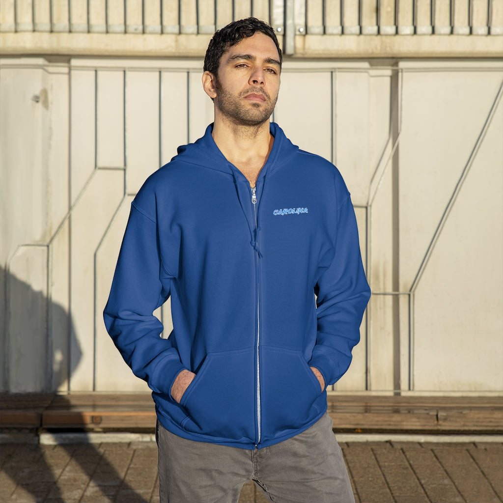 Carolina - Sky Blue Embroidered Unisex Zip Up Hoodie