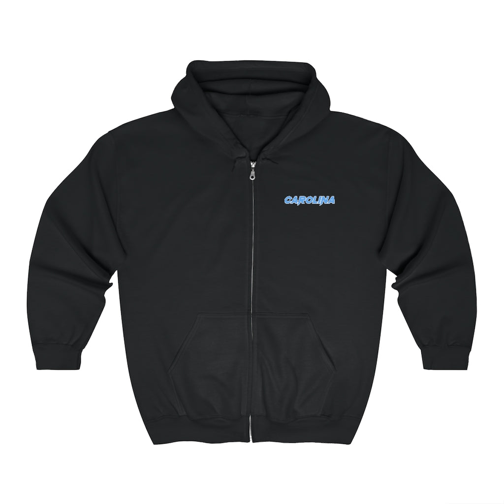 Carolina - Sky Blue Embroidered Unisex Zip Up Hoodie