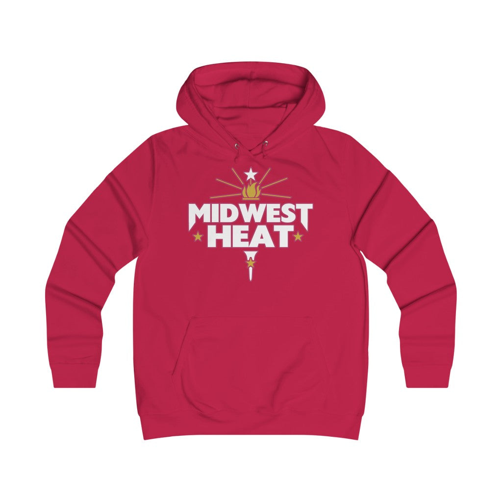 Midwest Heat -  White Red Girlie College Hoodie
