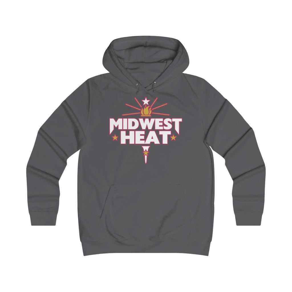 Midwest Heat -  White Red Girlie College Hoodie
