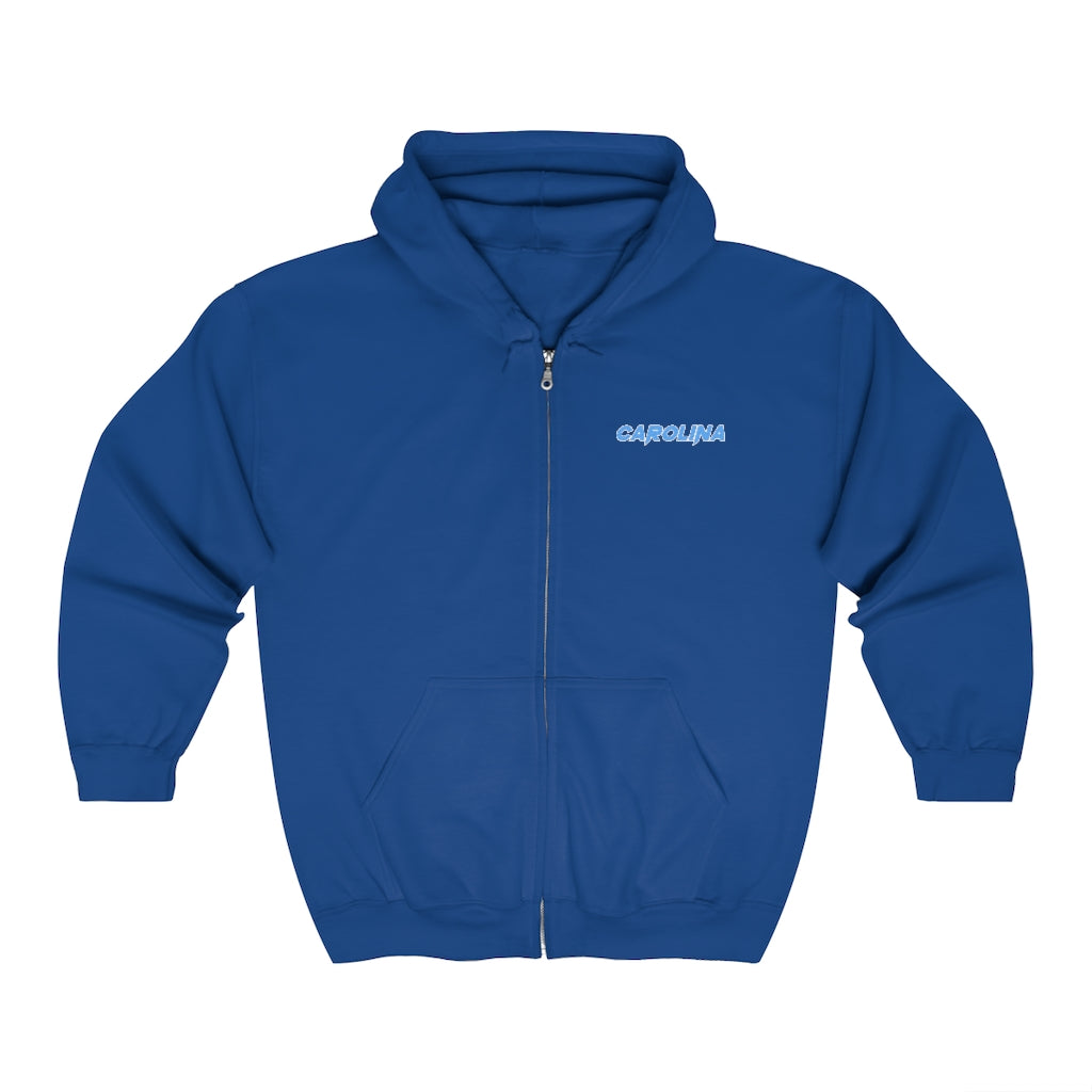 Carolina - Sky Blue Embroidered Unisex Zip Up Hoodie