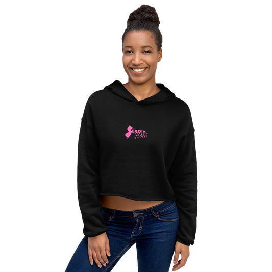 Jersey City Born - Pink Scheme Crop Hoodie