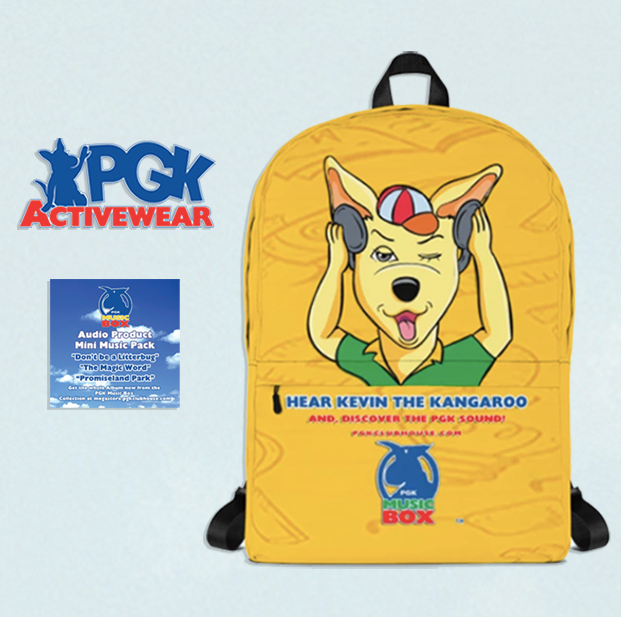 Promiseland Park's Kevin the Kangaroo Yellow Print Audio Backpack