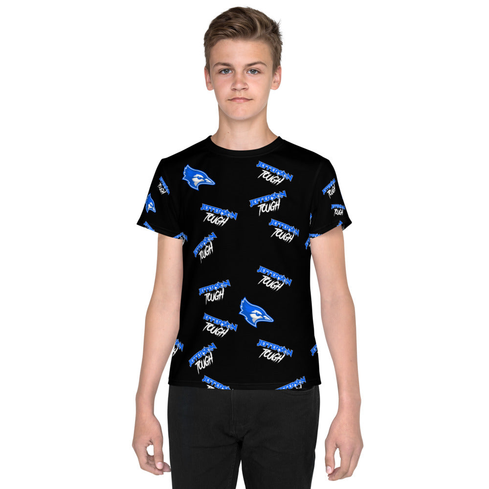 Jefferson Tough - Allover Black Scheme Print Unisex Youth T-Shirt