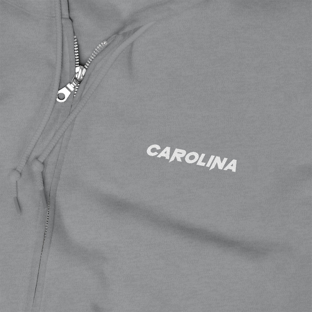 Carolina - White Embroidery Unisex Zip Up Hoodie