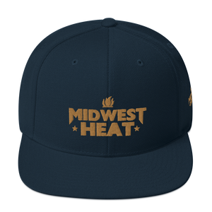 Open image in slideshow, Midwest Heat - Gold Stitch Snapback Hat
