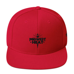 Open image in slideshow, Midwest Heat - Black Stitch Snapback Hat
