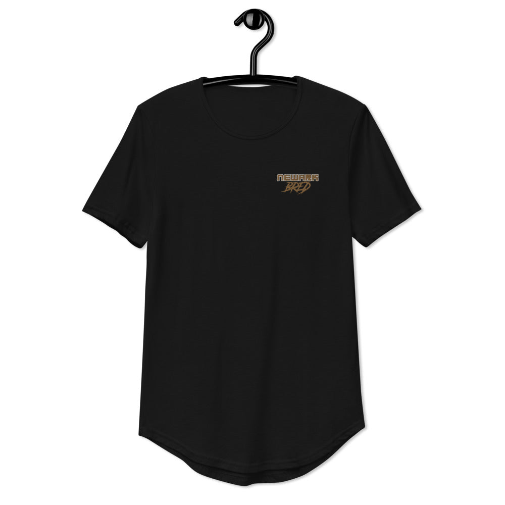Newark Bred Gold Embroidered Men's Curved Hem T-Shirt