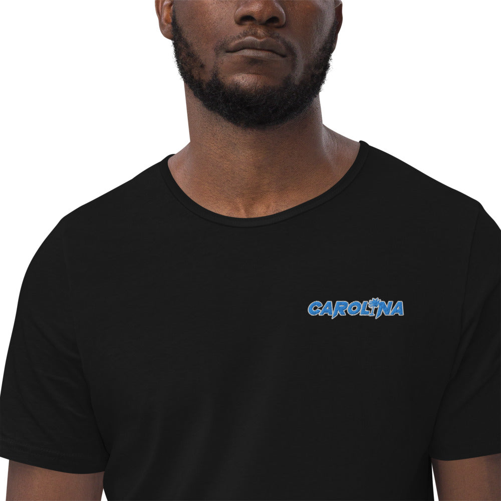 Carolina Light Blue Embroidered Men's Curved Hem T-Shirt