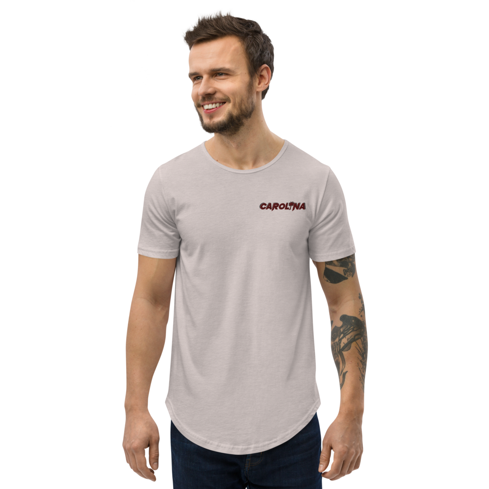 Carolina - Burgundy Embroidered Men's Curved Hem T-Shirt