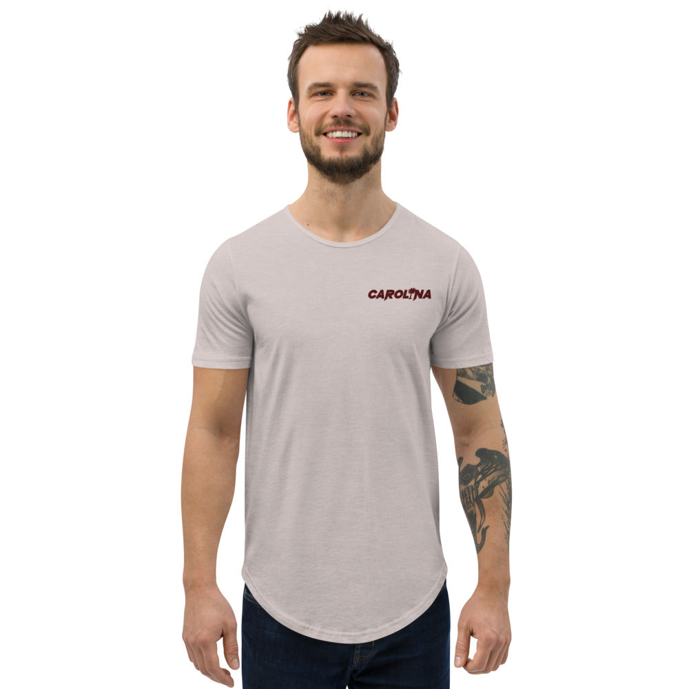 Carolina - Burgundy Embroidered Men's Curved Hem T-Shirt