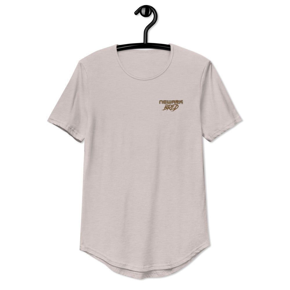 Newark Bred Gold Embroidered Men's Curved Hem T-Shirt