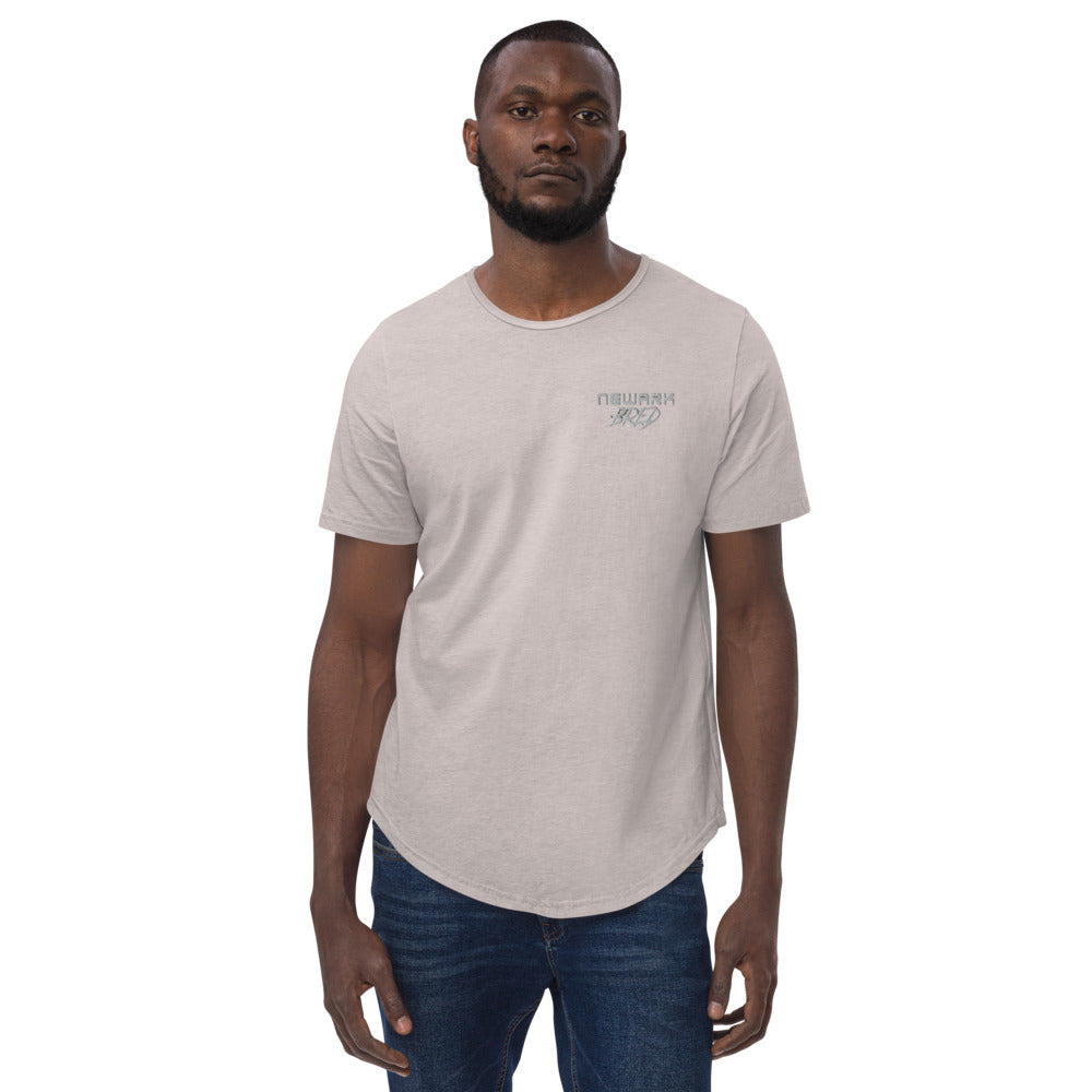 Newark Bred - White Embroidered Men's Curved Hem T-Shirt