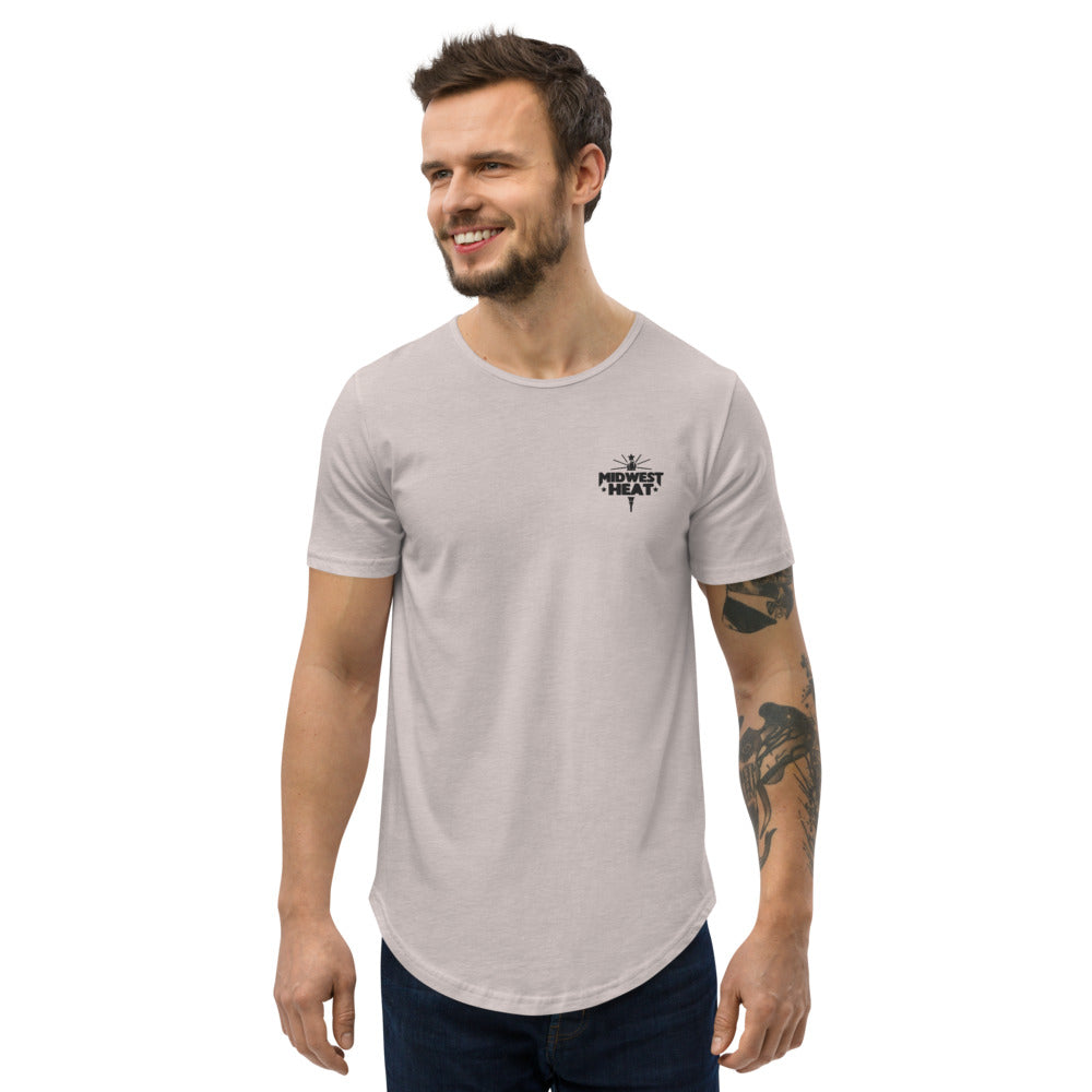 Midwest Heat - Black Stitch Men's Curved Hem T-Shirt