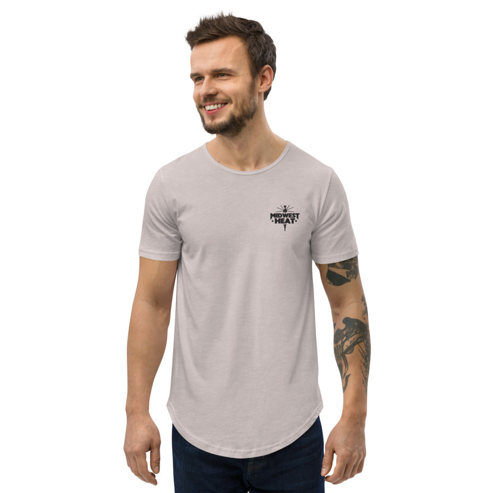 Midwest Heat - Black Stitch Men's Curved Hem T-Shirt