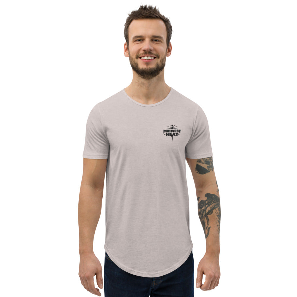 Midwest Heat - Black Stitch Men's Curved Hem T-Shirt