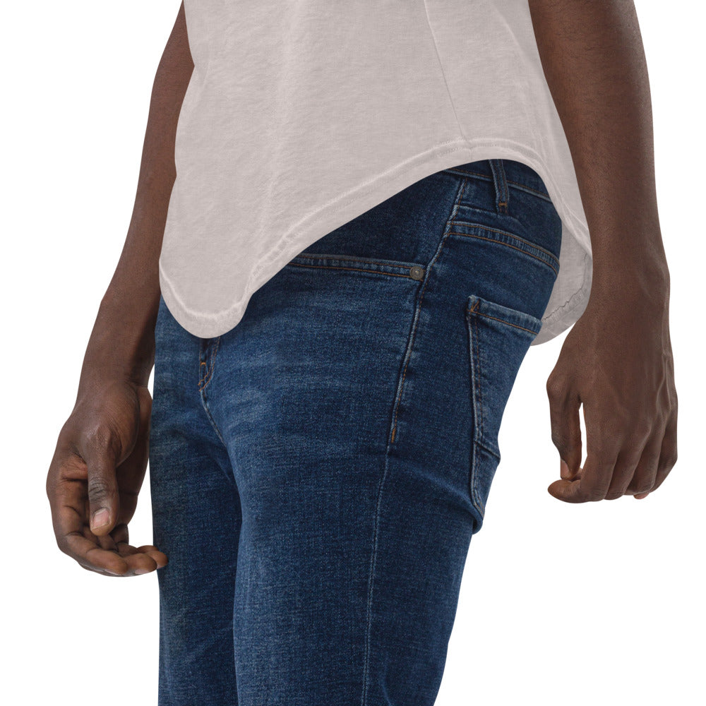 Newark Bred - White Embroidered Men's Curved Hem T-Shirt