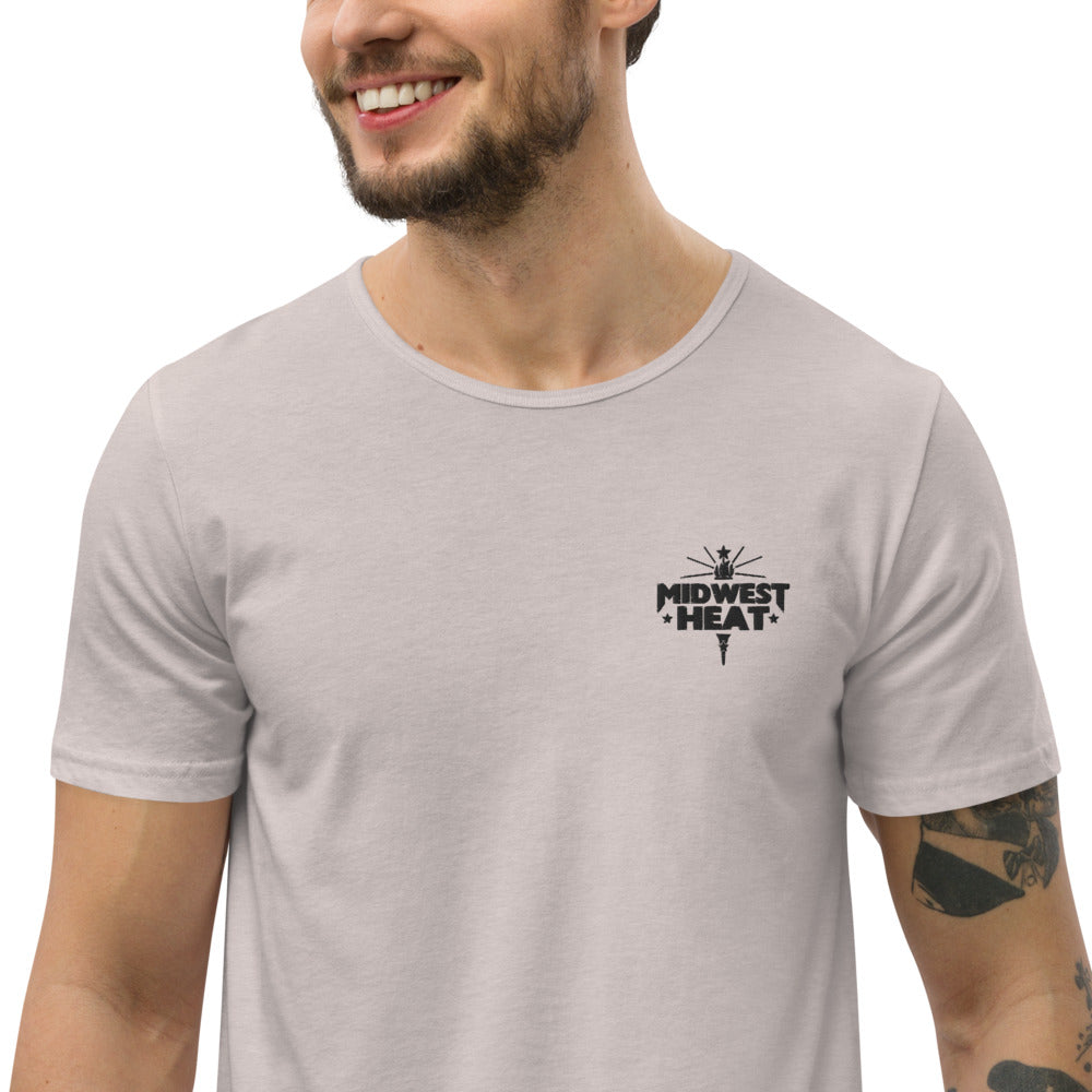 Midwest Heat - Black Stitch Men's Curved Hem T-Shirt
