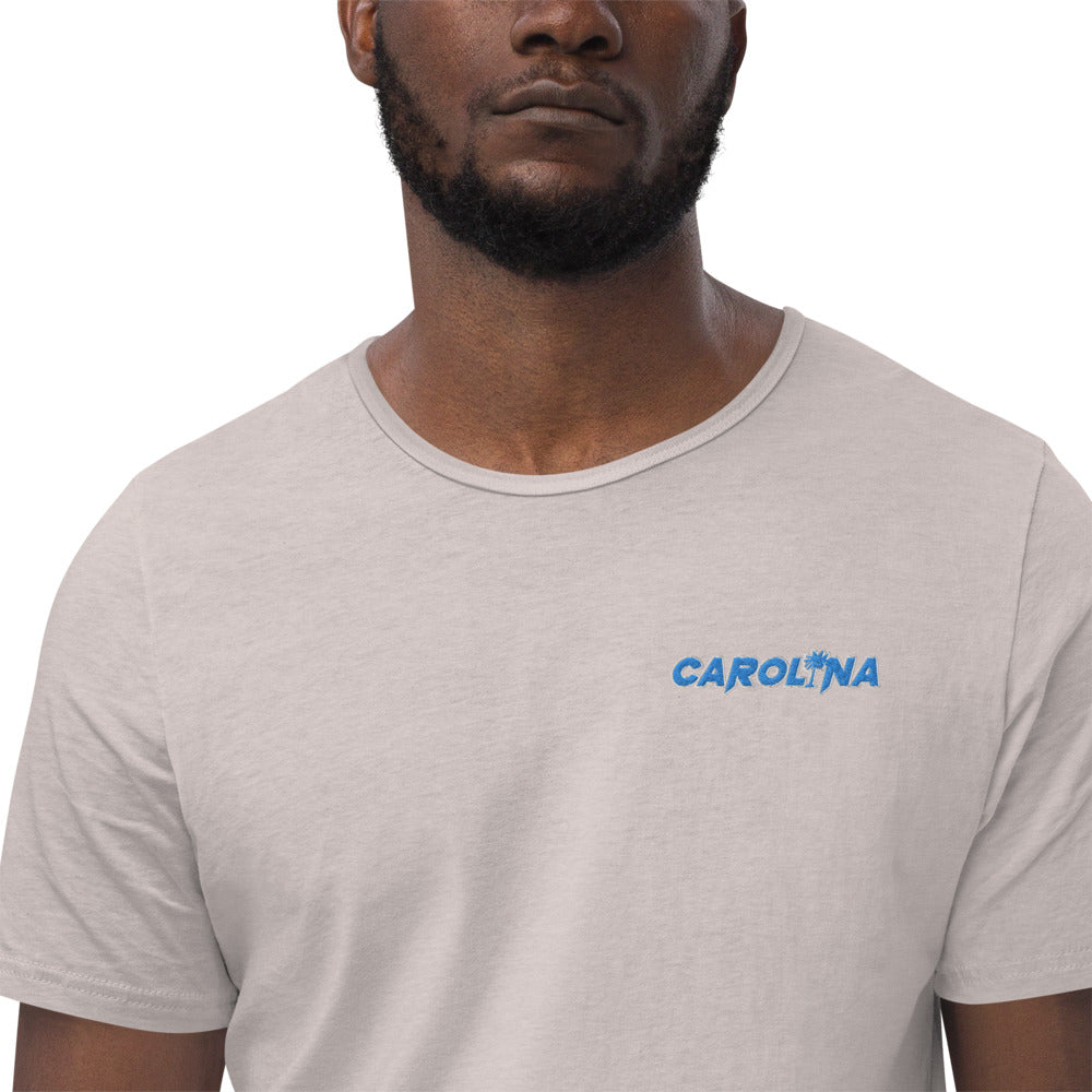 Carolina Light Blue Embroidered Men's Curved Hem T-Shirt