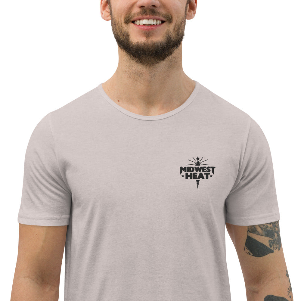 Midwest Heat - Black Stitch Men's Curved Hem T-Shirt