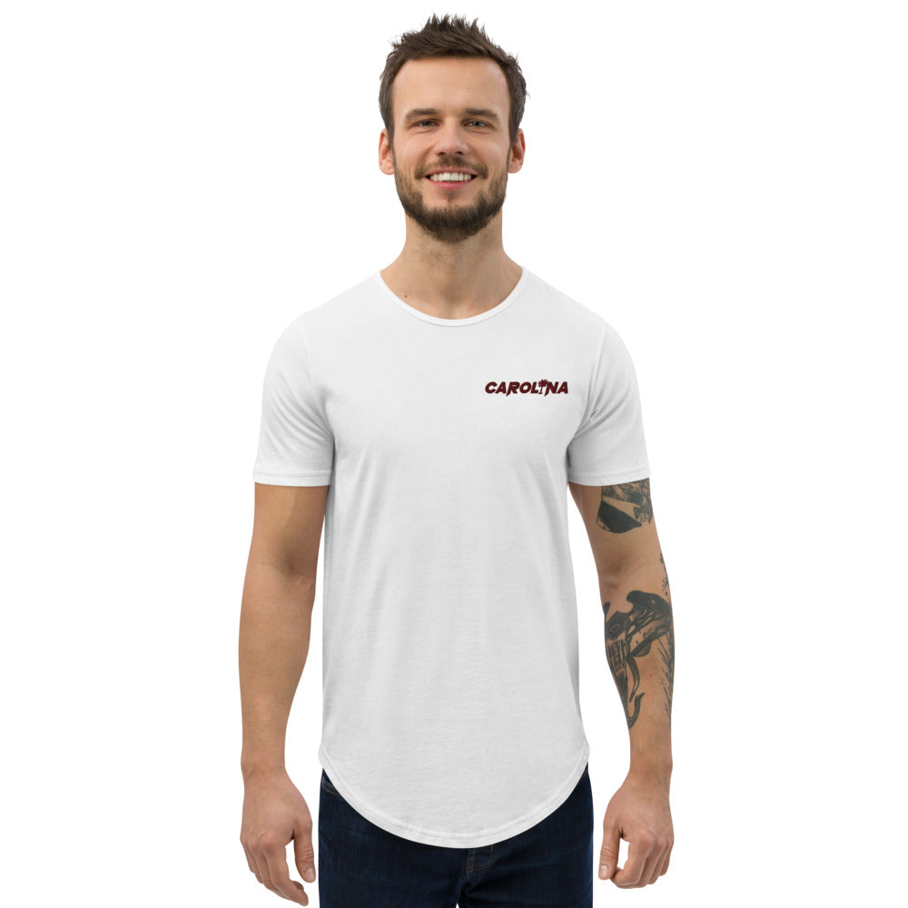 Carolina - Burgundy Embroidered Men's Curved Hem T-Shirt