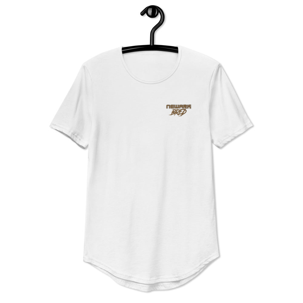 Newark Bred Gold Embroidered Men's Curved Hem T-Shirt