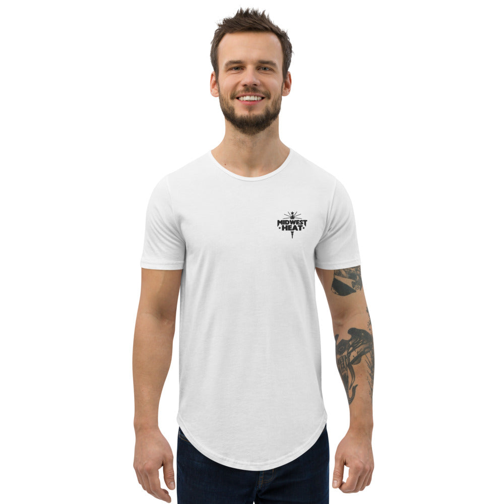 Midwest Heat - Black Stitch Men's Curved Hem T-Shirt