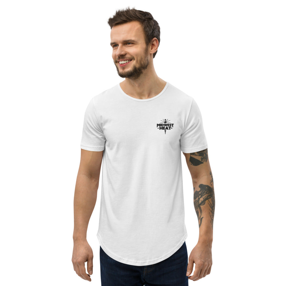 Midwest Heat - Black Stitch Men's Curved Hem T-Shirt