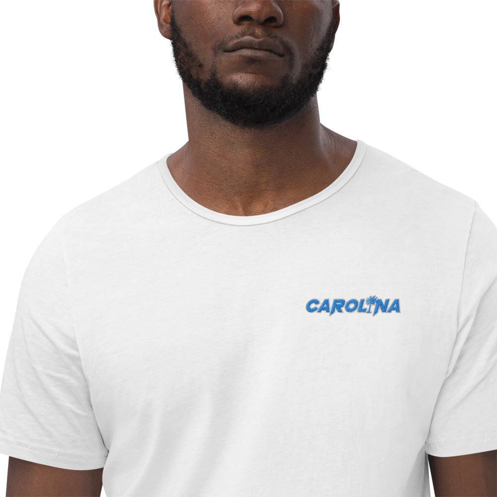 Carolina Light Blue Embroidered Men's Curved Hem T-Shirt
