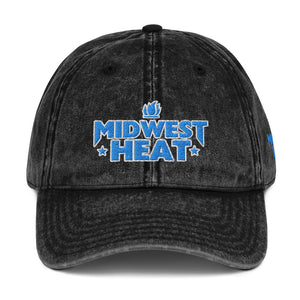Open image in slideshow, Midwest Heat - L Blue Berry Stitch Vintage Twill Cap
