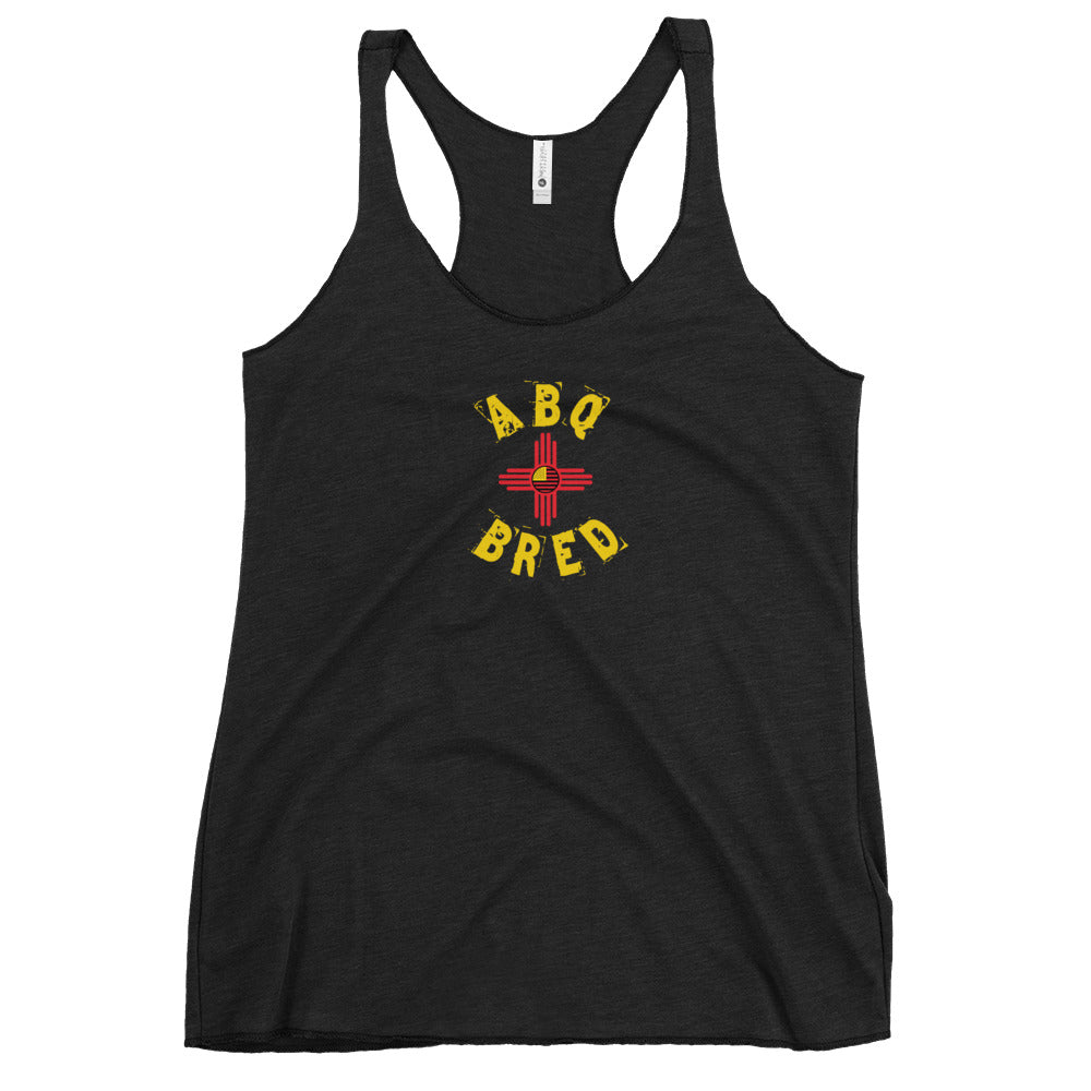 Albuquerque Bred - Yellow Red Lady Racerback Tank