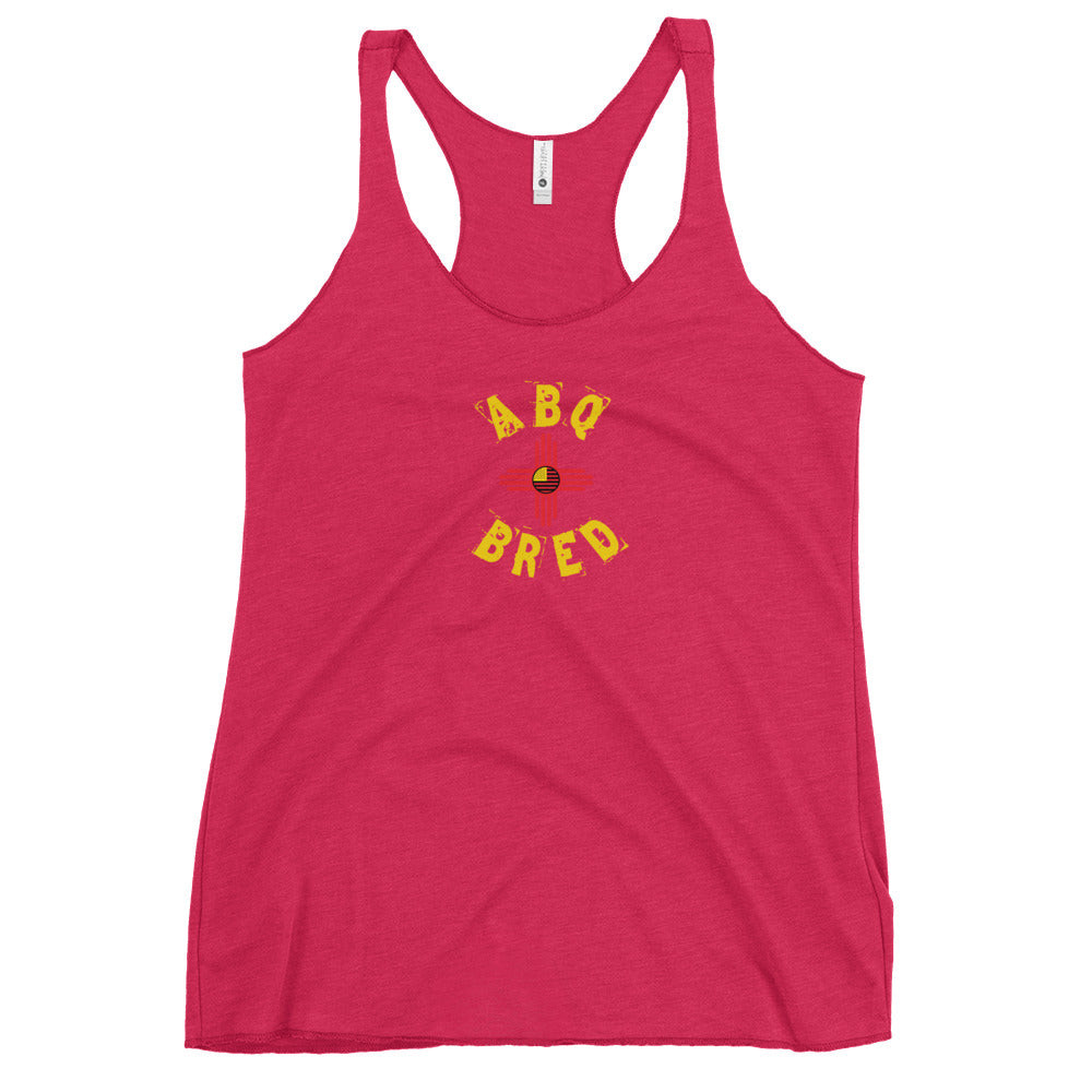 Albuquerque Bred - Yellow Red Lady Racerback Tank